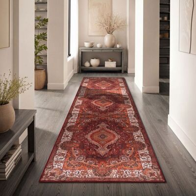 PACO HOME Tappeto Soggiorno Orientale Vintage Lavabile Pelo Corto Antiscivolo Rosso Bianco Colorato Arancia 80x150 Cm PACO HOME Tappeto Soggiorno Orientale Vintage Lavabile Pelo Corto Antiscivolo Rosso Bianco Colorato Arancia 80x150 Cm