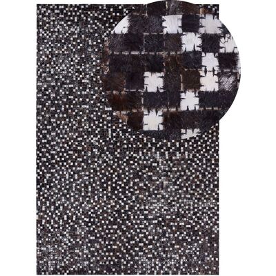 Tappeto in pelle marrone e argento 140x200 Beliani Tappeto in pelle marrone e argento 140x200 Beliani