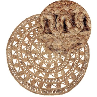 Tappeto rotondo in juta beige di Beliani - 140 cm - Stile boho rustico Tappeto rotondo in juta beige di Beliani - 140 cm - Stile boho rustico