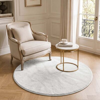 VOUNOT ® Tappeto Morbido A Pelo Corto Rotondo 120 Cm, Per Salotto E Camera Da Letto Con Doppio Sistema Antiscivolo, Crema VOUNOT ® Tappeto Morbido A Pelo Corto Rotondo 120 Cm, Per Salotto E Camera Da Letto Con Doppio Sistema Antiscivolo, Crema
