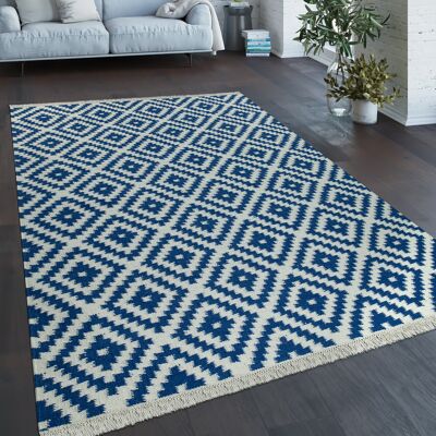 Tappeto Paco Home Blu e Bianco Tessuto a Mano - Tappeto Tappeto Paco Home Blu e Bianco Tessuto a Mano - Tappeto