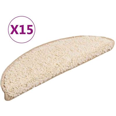 VIDAXL - Tappetini Per Scale 15 Pz 56x17x3 Cm Crema Semicircolari VIDAXL - Tappetini Per Scale 15 Pz 56x17x3 Cm Crema Semicircolari