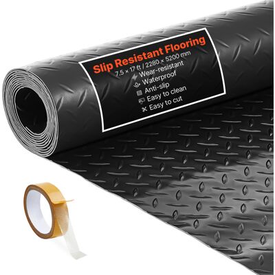 VEVOR Tappeto Rivestimento Da Pavimento In Pvc 2,28 X 5,2 M, Tappetino Protettivo Per Pavimento Diamantato Spesso 2,2 Mm Con Nastro Biadesivo, Antiscivolo Facile Da Pulire Per Magazzini, Nero VEVOR Tappeto Rivestimento Da Pavimento In Pvc 2,28 X 5,2 M, Tappetino Protettivo Per Pavimento Diamantato Spesso 2,2 Mm Con Nastro Biadesivo, Antiscivolo Facile Da Pulire Per Magazzini, Nero