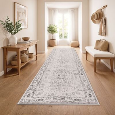 PACO HOME Tappeto Vintage Boho Moderno Soggiorno Pelo Corto Lavabile Grigio 80x300 Cm PACO HOME Tappeto Vintage Boho Moderno Soggiorno Pelo Corto Lavabile Grigio 80x300 Cm
