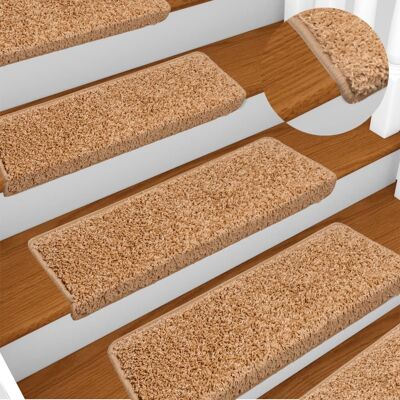 VIDAXL Tappetini Per Scale 15 Pz 65x21x4 Cm Beige Bordo Rettangolare VIDAXL Tappetini Per Scale 15 Pz 65x21x4 Cm Beige Bordo Rettangolare
