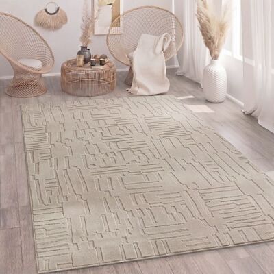 PACO HOME Tappeto Soggiorno Pelo-alto Scandi Boho Geometrico Tinta-unita Lavabile Beige Ø 120 Cm Tondo PACO HOME Tappeto Soggiorno Pelo-alto Scandi Boho Geometrico Tinta-unita Lavabile Beige Ø 120 Cm Tondo