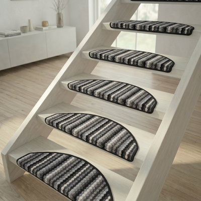 VIVOL Tappetino Per Scale Multi Stripes Antracite - 28x65 Cm VIVOL Tappetino Per Scale Multi Stripes Antracite - 28x65 Cm