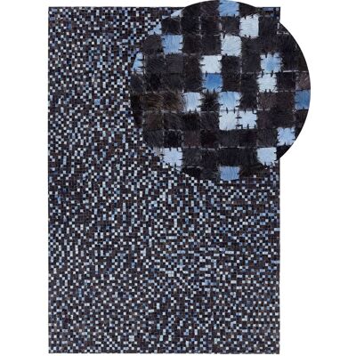 Tappeto in pelle di mucca marrone e blu 140x200cm Beliani Tappeto in pelle di mucca marrone e blu 140x200cm Beliani