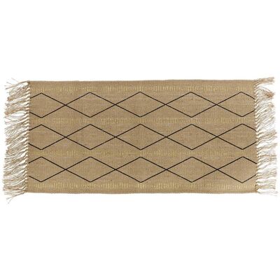 TENDANCE Tappeto Congo In Juta Stampa Oro 45x90cm - Nero Naturale - TENDANCE Tappeto Congo In Juta Stampa Oro 45x90cm - Nero Naturale -