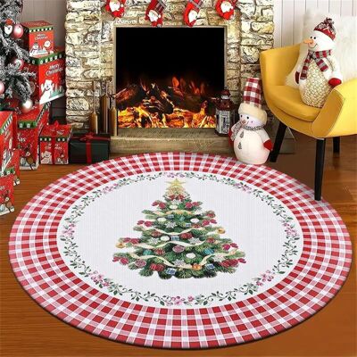 TORMATOR Tappeto Rotondo, Tappeto Da Camera Da Letto In Velluto Di Cristallo Con Scritta "merry Christmas Eve", Tappeto Per Cameretta Bambini, Tappeto Antiscivolo Lavabile Per Soggiorno, Tappeto Morbido, Adatt TORMATOR Tappeto Rotondo, Tappeto Da Camera Da Letto In Velluto Di Cristallo Con Scritta "merry Christmas Eve", Tappeto Per Cameretta Bambini, Tappeto Antiscivolo Lavabile Per Soggiorno, Tappeto Morbido, Adatt