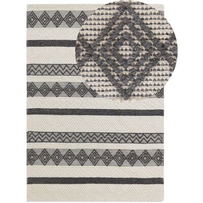 Tappeto in Lana Beige e Grigio 160x230 Boho Tappeto in Lana Beige e Grigio 160x230 Boho