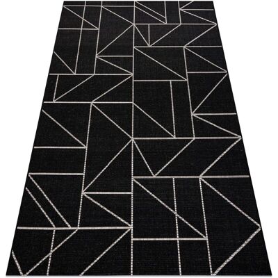 RUGSX Tappeto Di Spago Sizal Floorlux 20605 Nero / Argento Triangoli, Geometrico Black 120x170 Cm RUGSX Tappeto Di Spago Sizal Floorlux 20605 Nero / Argento Triangoli, Geometrico Black 120x170 Cm