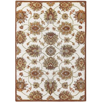 Tappeto in Lana Beige e Marrone 160x230cm - Motivo Orientale Vintage Tappeto in Lana Beige e Marrone 160x230cm - Motivo Orientale Vintage