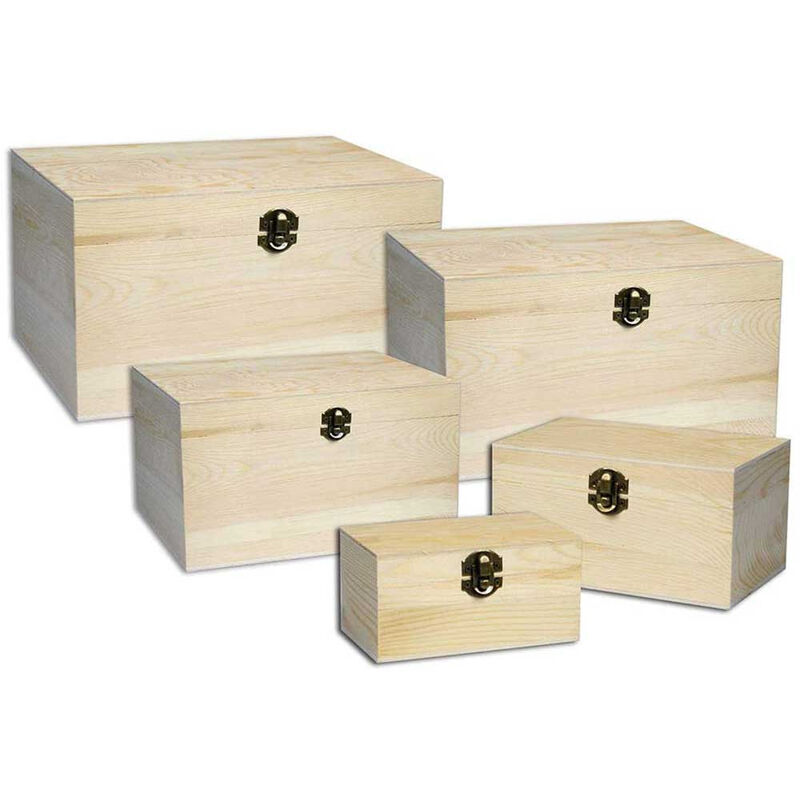 VETRINEINRETE - 5 scatole in Legno matrioska Baule portagioie da decoupage Decorazioni Fai da Te Idea Regalo Porta Oggetti 53360