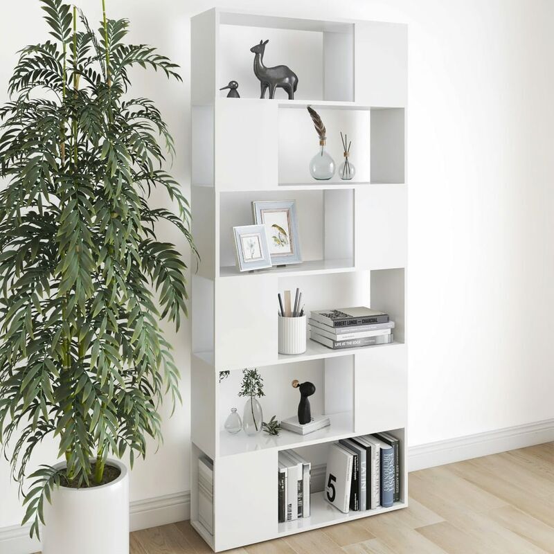 KALISSE Elegante-Stile Libreria/Divisorio Bianco 80x24x186 cm in Truciolato 30,1 Kg,per Salone/Giardino 318