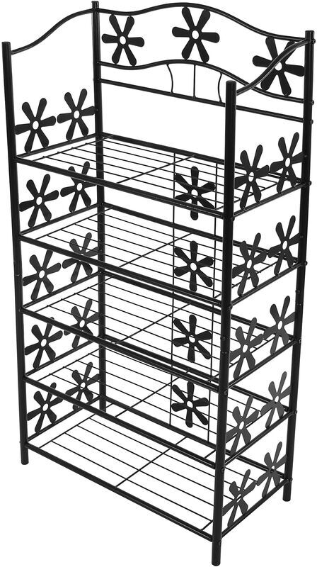 HW Scaffale multiuso giardino scarpiera portaoggetti metallo robusto decorativo 5 ripiani