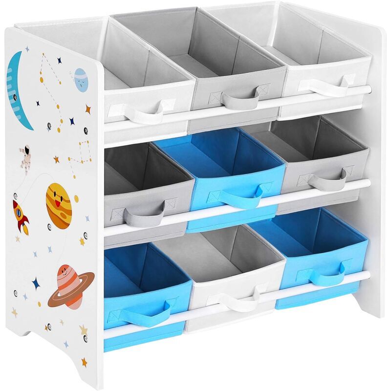 SONGMICS Scaffale Portaoggetti, 9 Scatole per Giocattoli e Libri, Organizzatore in Tessuto tnt, per Camera dei Bambini, Sala Giochi, Asilo, 62,5 x 29,5 x 60