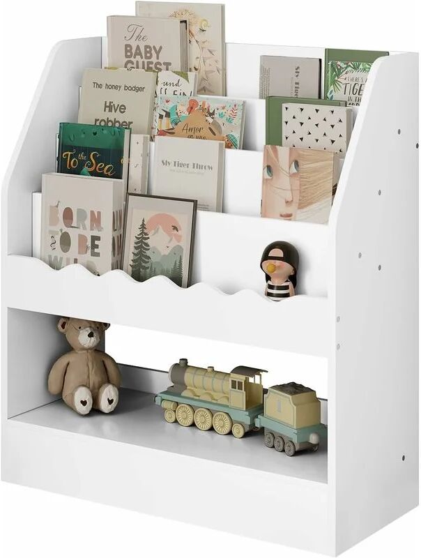 WOLTU Libreria per Bambini a 5 Ripiani. Scaffale Portagiochi per Bambini. Porta Libri Bianco per Cameretta. Soggiorno. Asilo Nido. in mdf. 70x30x80cm.