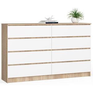 AKORD - Cassettiera K160 Sonoma Quercia 160 Cm 8 Cassetti Inserto Frontale Bianco 160x40x99 Cm AKORD - Cassettiera K160 Sonoma Quercia 160 Cm 8 Cassetti Inserto Frontale Bianco 160x40x99 Cm