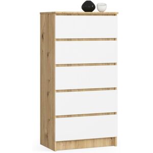 AKORD Cassettiera K60 Cassettiera Quercia Artisan 60 Cm 5 Cassetti Inserto Frontale Bianco 60x40x121 Cm AKORD Cassettiera K60 Cassettiera Quercia Artisan 60 Cm 5 Cassetti Inserto Frontale Bianco 60x40x121 Cm