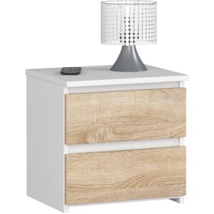 AKORD Comodino Cl2 Bianca 40 Cm 2 Cassetti Inserto Frontale Sonoma Quercia 40x35x40 Cm AKORD Comodino Cl2 Bianca 40 Cm 2 Cassetti Inserto Frontale Sonoma Quercia 40x35x40 Cm