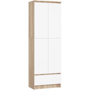 AKORD - Libreria R60 Sonoma Quercia, Bianco 60 Cm 4 Ante 1 Cassetto 60x35x180 Cm AKORD - Libreria R60 Sonoma Quercia, Bianco 60 Cm 4 Ante 1 Cassetto 60x35x180 Cm