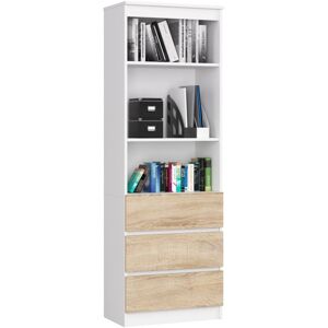 AKORD - Libreria R60 Bianco, Sonoma Quercia 60 Cm 3 Cassetti 60x35x180 Cm AKORD - Libreria R60 Bianco, Sonoma Quercia 60 Cm 3 Cassetti 60x35x180 Cm