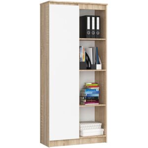 AKORD - Libreria R80 Sonoma Quercia, Bianco 80 Cm 1 Anta 80x35x180 Cm AKORD - Libreria R80 Sonoma Quercia, Bianco 80 Cm 1 Anta 80x35x180 Cm