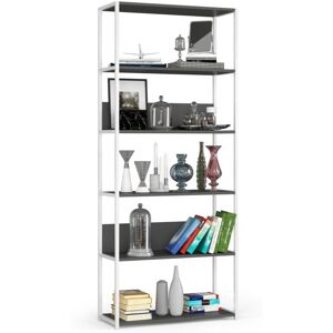 AKORD Scaffale Stilo Loft Con Ripiani In Legno 80 Cm Bianca 80 Cm Inserto Frontale Grigio 80x32x192 Cm AKORD Scaffale Stilo Loft Con Ripiani In Legno 80 Cm Bianca 80 Cm Inserto Frontale Grigio 80x32x192 Cm