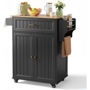 BEALIFE Carrello da Cucina con Rotelle 3 Livelli Mobile di Stoccaggio con Armadietto Cassetto Portaspezie Portaasciugamani Nero - BEALIFE Carrello da Cucina con Rotelle 3 Livelli Mobile di Stoccaggio con Armadietto Cassetto Portaspezie Portaasciugamani Nero -