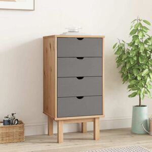 VIDAXL Cassettiera Otta Marrone E Grigio 45x39x90 Cm In Legno Di Pino - VIDAXL Cassettiera Otta Marrone E Grigio 45x39x90 Cm In Legno Di Pino -