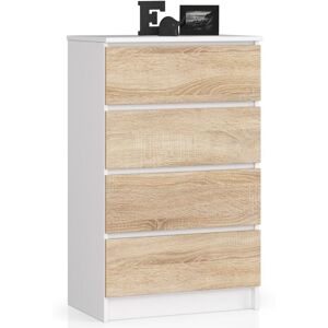 AKORD - Cassettiera K60 Cassettiera Bianca 60 Cm 4 Cassetti Inserto Frontale Sonoma Quercia 60x40x99 Cm AKORD - Cassettiera K60 Cassettiera Bianca 60 Cm 4 Cassetti Inserto Frontale Sonoma Quercia 60x40x99 Cm