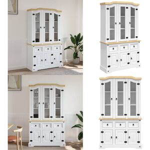 VIDAXL Credenza Corona Bianca 112x43x196 Cm In Legno Di Pino Messicano - Credenza Moderna - Credenza In Pino VIDAXL Credenza Corona Bianca 112x43x196 Cm In Legno Di Pino Messicano - Credenza Moderna - Credenza In Pino