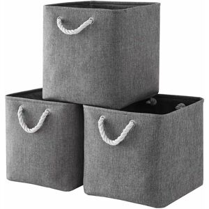 LIIYIELA Cubo Portaoggetti In Tessuto, Cestino Portaoggetti A Cubo, Scatola Portaoggetti Pieghevole Per Giocattoli, Vestiti 25 X 25 X 25 Cm (set Da 3, Grigio) LIIYIELA Cubo Portaoggetti In Tessuto, Cestino Portaoggetti A Cubo, Scatola Portaoggetti Pieghevole Per Giocattoli, Vestiti 25 X 25 X 25 Cm (set Da 3, Grigio)
