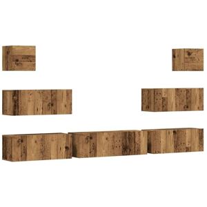 MAISON EXCLUSIVE - Set Mobile Tv 7 Pz Montato A Parete Legno Antico In Truciolato MAISON EXCLUSIVE - Set Mobile Tv 7 Pz Montato A Parete Legno Antico In Truciolato