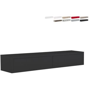 MODULARREDO Mensola con 2 cassetti da parete design moderno soggiorno Domino Colore: Nero
