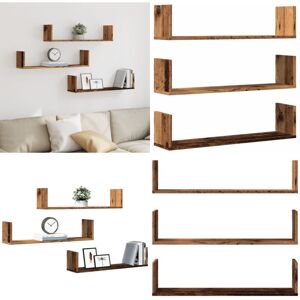 VIDAXL Mensole A Parete 3pz Legno Antico 80x18x18 Cm In Truciolato - Scaffali A Parete - Scaffali In Legno VIDAXL Mensole A Parete 3pz Legno Antico 80x18x18 Cm In Truciolato - Scaffali A Parete - Scaffali In Legno