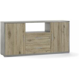 GIORDANOSHOP Mobile 2 Ante 2 Cassetti 174x84x41 Cm Cemento/rovere Naturale GIORDANOSHOP Mobile 2 Ante 2 Cassetti 174x84x41 Cm Cemento/rovere Naturale