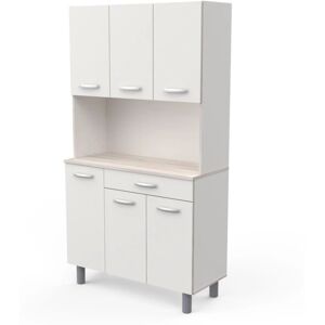 MIROYTENGO - Mobile Buffet Con 6 Ante E 1 Cassetto Bianco E Acacia, 101x42,3x185,3 Cm MIROYTENGO - Mobile Buffet Con 6 Ante E 1 Cassetto Bianco E Acacia, 101x42,3x185,3 Cm