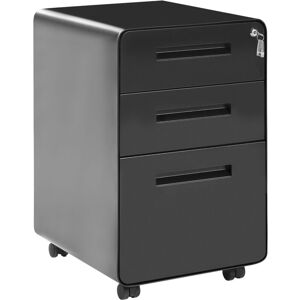 BELIANI Mobile Contenitore Moderno In Acciaio A 3 Cassetti Per Ufficio Con Rotelle E Serratura A Chiave Nero Larco BELIANI Mobile Contenitore Moderno In Acciaio A 3 Cassetti Per Ufficio Con Rotelle E Serratura A Chiave Nero Larco