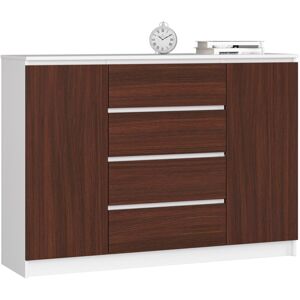 AKORD Mobile Ingresso Credenza Comò Cassettiera Mobile Tv 4 Cassetti 2 Ante 140x99x41 - Colore: Bianco/wenge AKORD Mobile Ingresso Credenza Comò Cassettiera Mobile Tv 4 Cassetti 2 Ante 140x99x41 - Colore: Bianco/wenge
