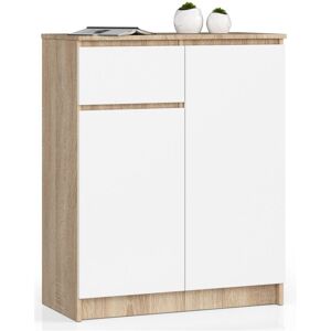 AKORD Cassettiera K80 Cassettiera Sonoma Quercia 80 Cm 2 Ante 1 Cassetto Inserto Frontale Bianco 80x40x99 Cm AKORD Cassettiera K80 Cassettiera Sonoma Quercia 80 Cm 2 Ante 1 Cassetto Inserto Frontale Bianco 80x40x99 Cm