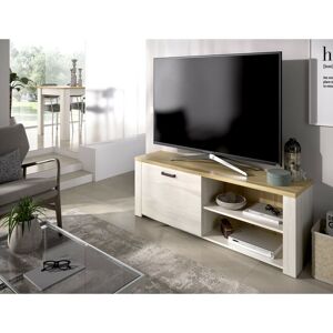 CAESAROO - Mobile Porta tv 130 cm Amelia Rovere sbiancato e Rovere chiaro con un'anta e due vani Rovere sbiancato e Rovere chiaro