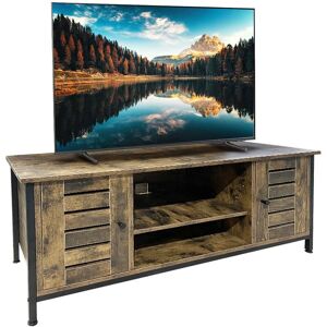BAKAJI - Mobile Tv Porta Televisore Legno 2 Ripiani + Ante Design Moderno Industriale BAKAJI - Mobile Tv Porta Televisore Legno 2 Ripiani + Ante Design Moderno Industriale