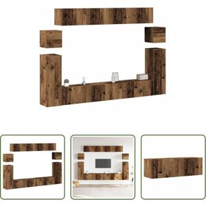 VIDAXL Mobile Tv - Set Mobile Tv 8 Pz Montato A Parete Legno Antico In Truciolato VIDAXL Mobile Tv - Set Mobile Tv 8 Pz Montato A Parete Legno Antico In Truciolato