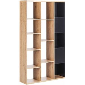 BELIANI - Moderna libreria minimalista a 5 piani 99 x 26 x 175 cm Nero con legno chiaro Bangor - Legno chiaro