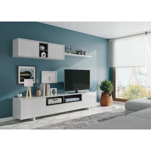 ALTRO - Parete attrezzata porta Tv 200 cm bianco lucido e grigio antracite - Paide