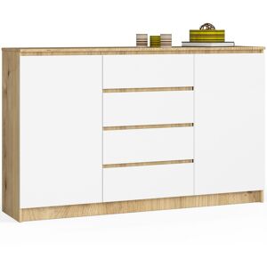 AKORD Cassettiera K160 Quercia Artisan 160 Cm 2 Ante 4 Cassetti Inserto Frontale Bianco 160x40x99 Cm AKORD Cassettiera K160 Quercia Artisan 160 Cm 2 Ante 4 Cassetti Inserto Frontale Bianco 160x40x99 Cm