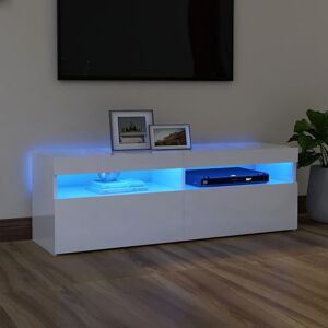 VIDAXL Mobile Porta Tv Con Luci Led Bianco Lucido 120x35x40 Cm - VIDAXL Mobile Porta Tv Con Luci Led Bianco Lucido 120x35x40 Cm -