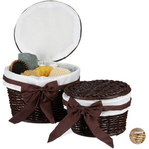 RELAXDAYS Cestini Da Bagno Set Da 2, Contenitori Portaoggetti Intrecciati, Con Coperchio, Decorativi, In Fibra Di Palma, Rotondi, In Marrone Scuro - RELAXDAYS Cestini Da Bagno Set Da 2, Contenitori Portaoggetti Intrecciati, Con Coperchio, Decorativi, In Fibra Di Palma, Rotondi, In Marrone Scuro -